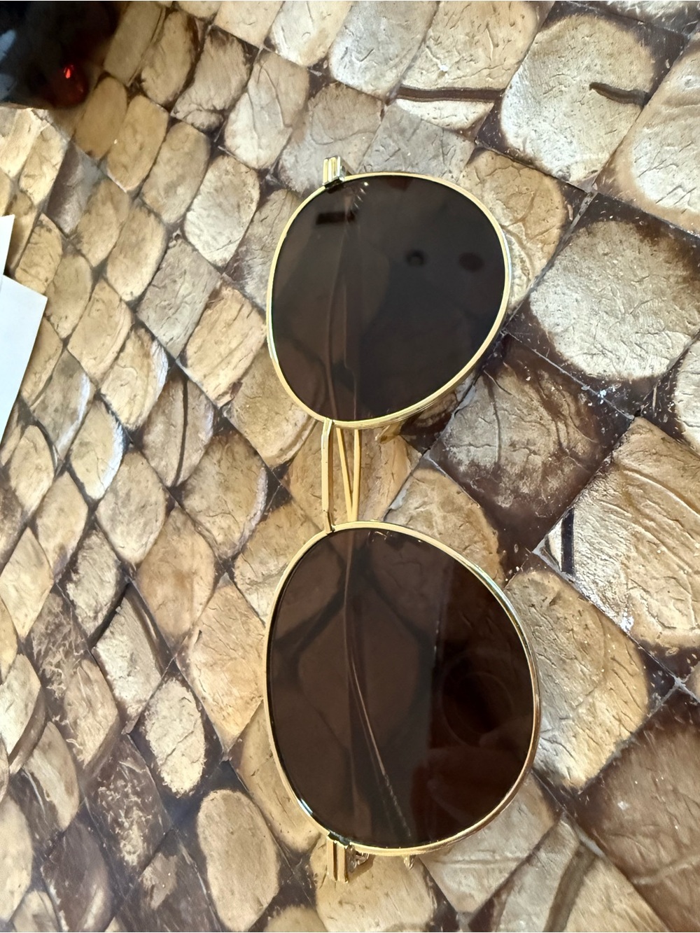 Bottega Veneta Gold Round Sunglasses with Brown Lenses